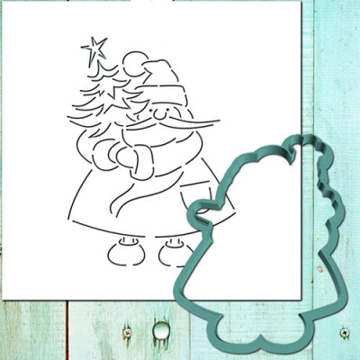 Трафарет+форма "Дед Мороз с новогодней елкой" LC00006444